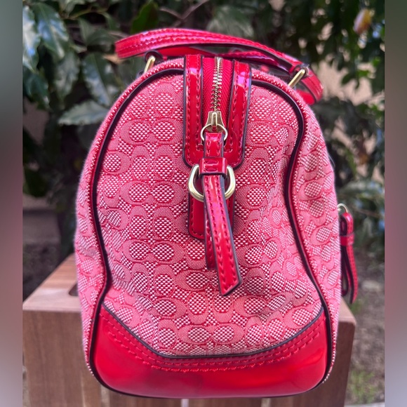 Coach Poppy in Orange Red Shoulder Bag & matching wristlet mini/micro c - Picture 3 of 11